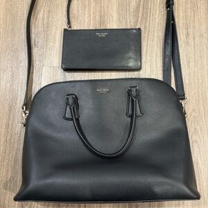 Kate Spade Black Leather Tote with Wristlet